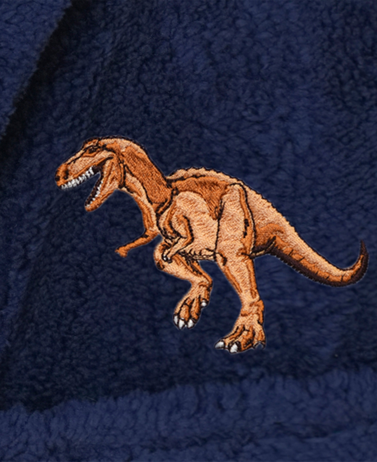 Linum Home Kids Dino Super Plush Double Brushed Hooded Bathrobe In Navy