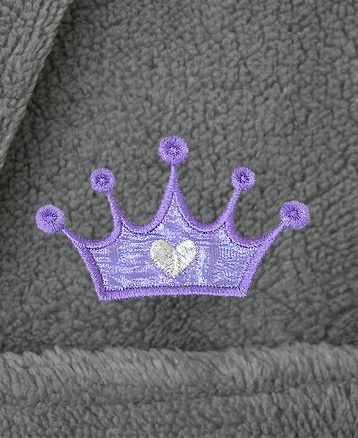 Linum Home Kids Crown Super Plush Double Brushed Hooded Bathrobe In Grey,purple
