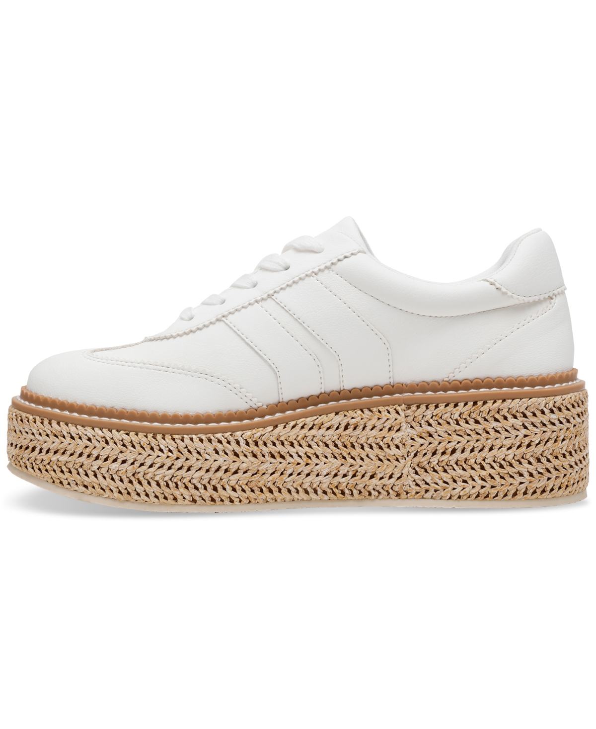 Dv Dolce Vita Women's Barkley Raffia Platform Lace-up Sneakers In White