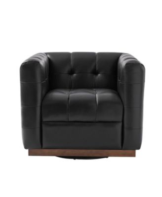 1 Count Gabriel Mid-Certury Modern Genuine Leather Swivel Club Chair