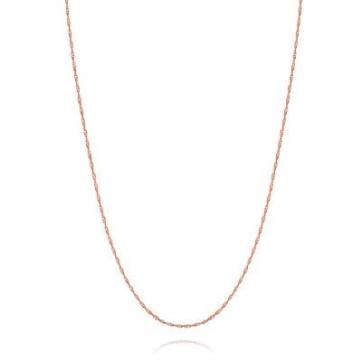Thin 1.5MM Singapore Twisted Rope Chain Necklace Rose Gold Plated Silver
