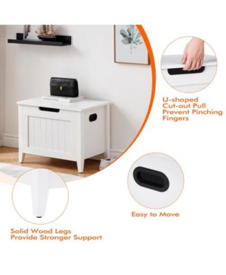 Storage Chest, Upholstered Storage Trunk with 2 Safety Hinges, Storage Bench, Flip-Top Toy Chest for Entryway, Bedroom, Living Room, White