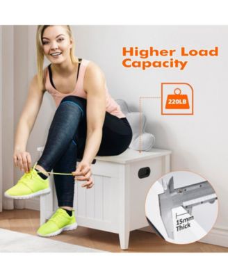 Storage Chest, Upholstered Storage Trunk with 2 Safety Hinges, Storage Bench, Flip-Top Toy Chest for Entryway, Bedroom, Living Room, White