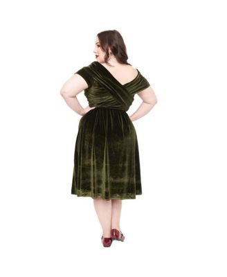 Plus Size Shirred Off Shoulder Swing Dress