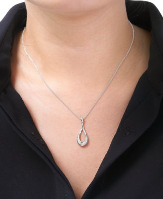 2-Pc. Set Diamond Open Teardrop Pendant Necklace & Matching Drop Earrings (1/6 ct. t.w.) in Sterling Silver, Created for Macy's