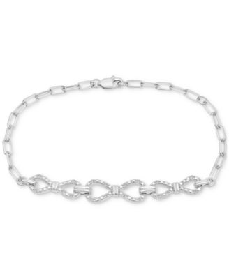 Macy's - Diamond Bow Chain Paperclip Link Bracelet (1/6 ct. t.w.) in Sterling Silver