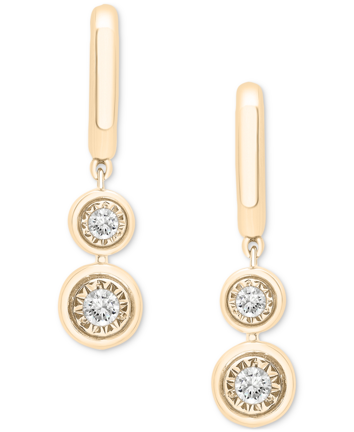 Macy's 2-pc. Set Diamond Circle Cluster Pendant Necklace & Matching Dangle Earrings (1/3 Ct. T.w.) In Sterl In Gold-plated Sterling Silver
