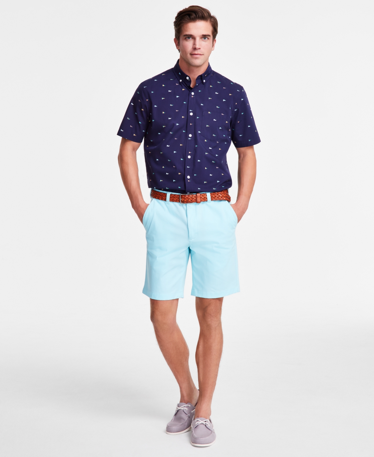 CLUB ROOM MEN'S REGULAR-FIT 9" 4-WAY STRETCH SHORTS, CREATED FOR MACY'S 