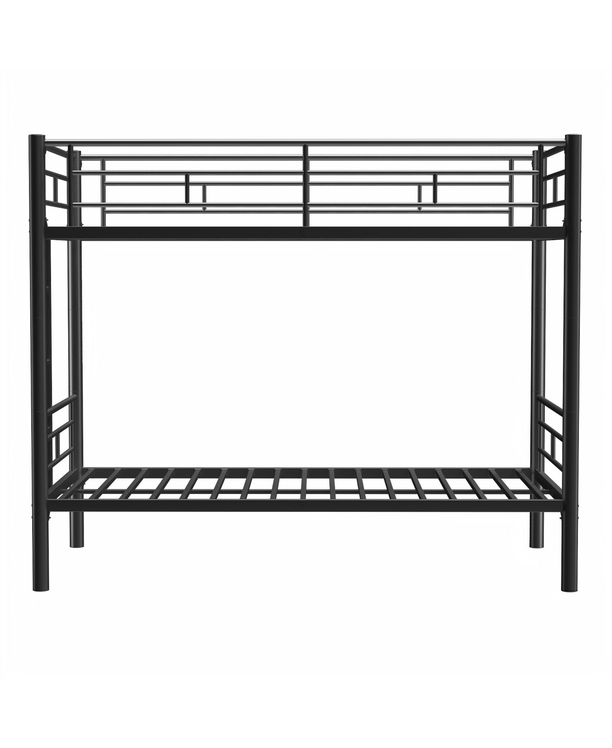 Slickblue Metal Twin Over Twin Bunk Bed with Ladder, High Guardrail, Split Option & Storage - Noise-Free Design