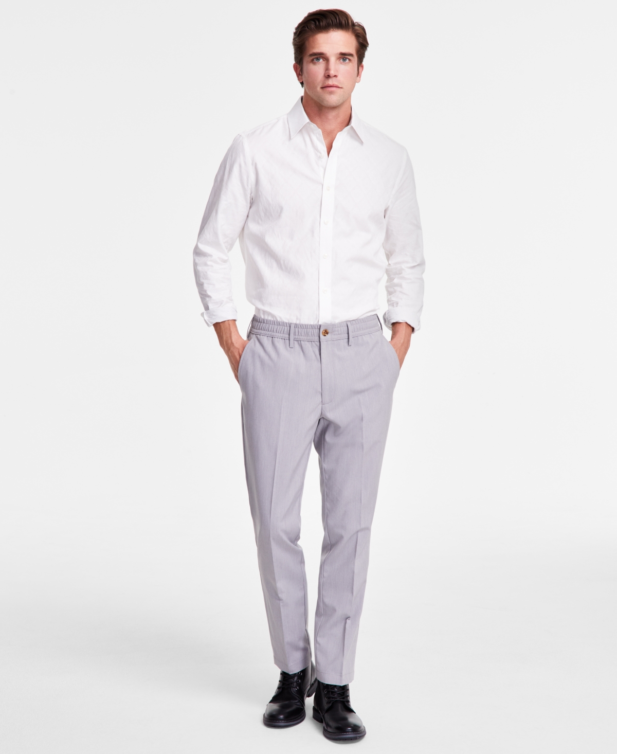Men's Relaxed-Fit Pants, Exclusively at Macy's - Hthr Grain