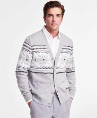 Club Room - Men's Fair Isle V-Neck Button Cardigan