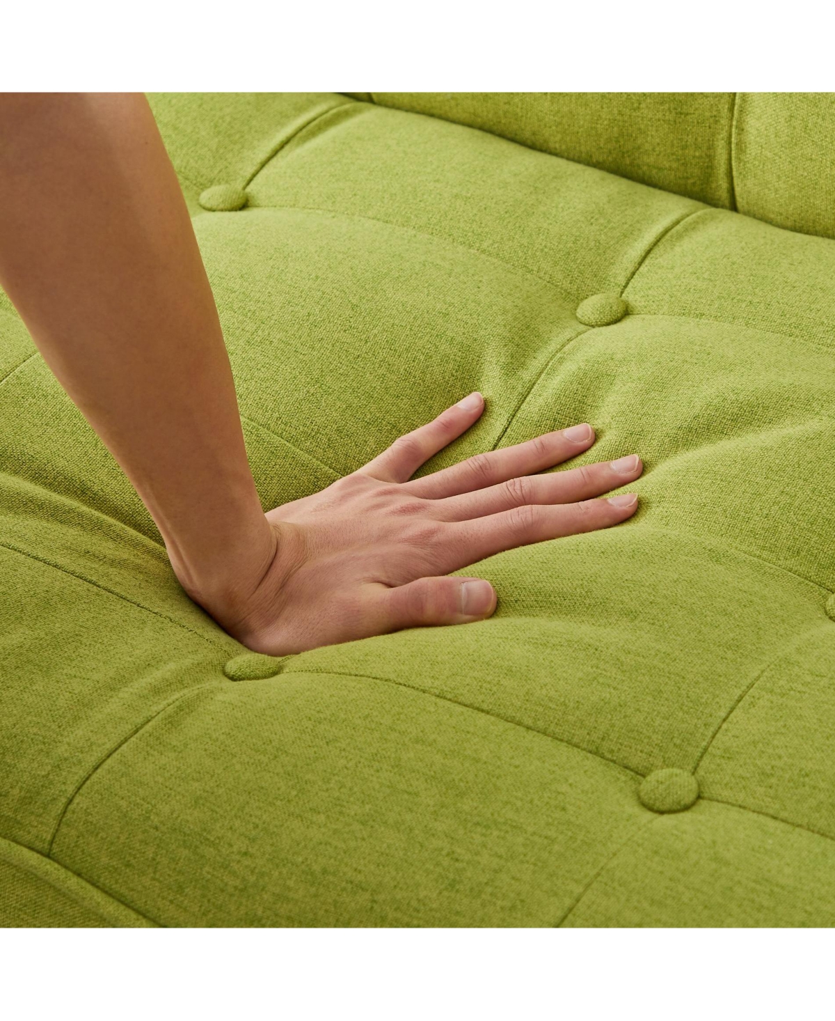 Slickblue Linen Upholstered Futon Sofa Bed - Fabric Convertible Sofa Bed for Modern Living Room Comfort