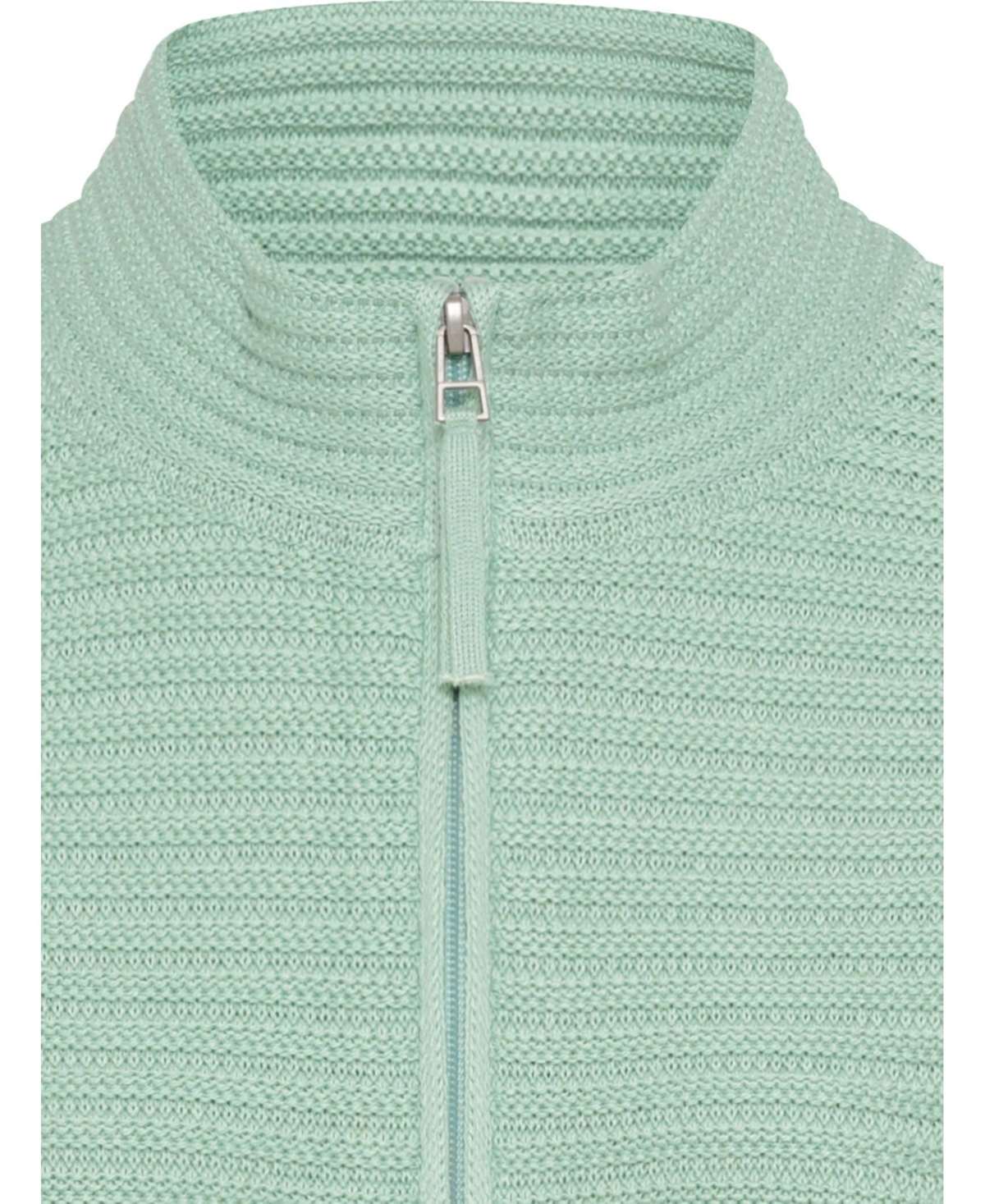 Olsen Women's Rib Knit Zip Front Mock Neck Cardigan