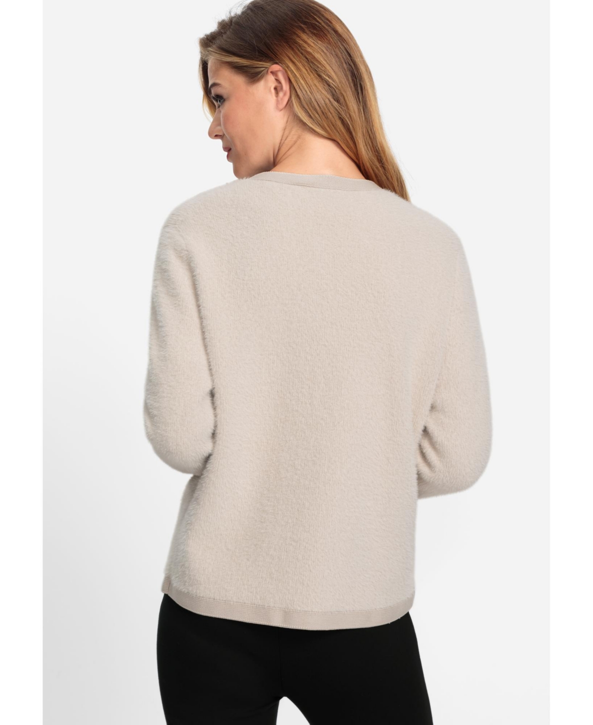 Olsen Women's Zip Front Eyelash Yarn Cardigan