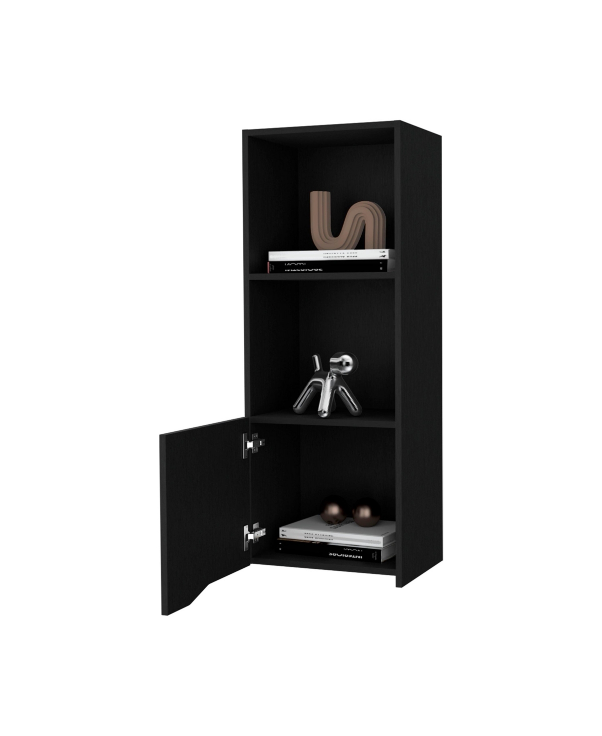 Fm Furniture Pima Wall Cabinet in Melamine With One Door,- Black