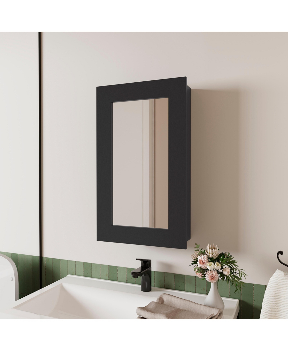 Parks Medicine Cabinet With Included Mirror, Black - Black