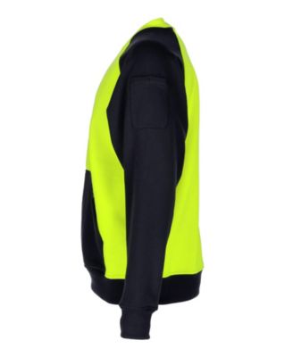 Big & Tall Two-Tone HiVis Crewneck Sweatshirt - High Visibility Safety Pullover with Contrast Design