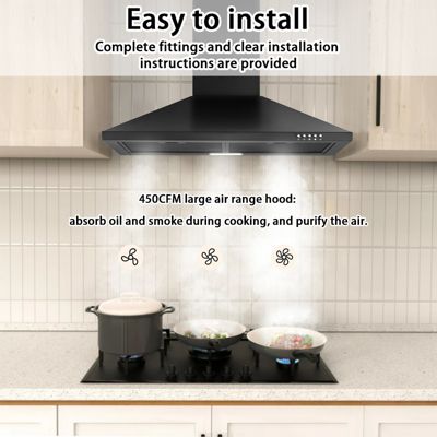 30-in 450-CFM Convertible Black Wall Mount Range Hoods