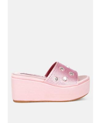 Womens Meta charts Diamante and Rhinestone Flatform Sandals