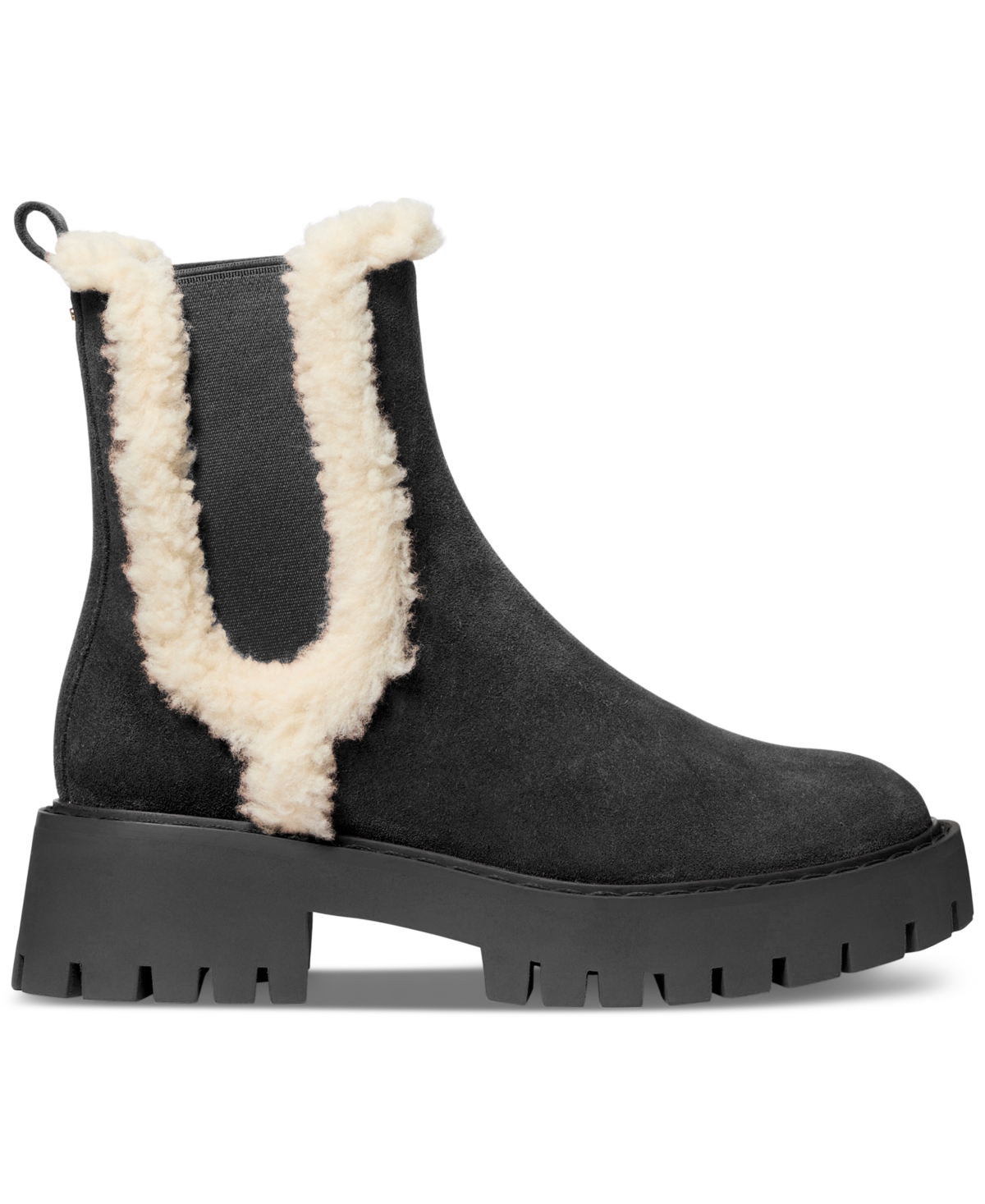 Michael Kors Asher Suede And Faux Shearling Boot In Black