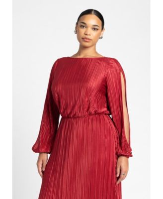 Women's Plus Size Plisse Open Sleeve Dress
