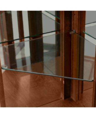 Glass Corner Curio Cabinet – Space-Saving Display Cabinet with Tempered Glass Shelves & Door