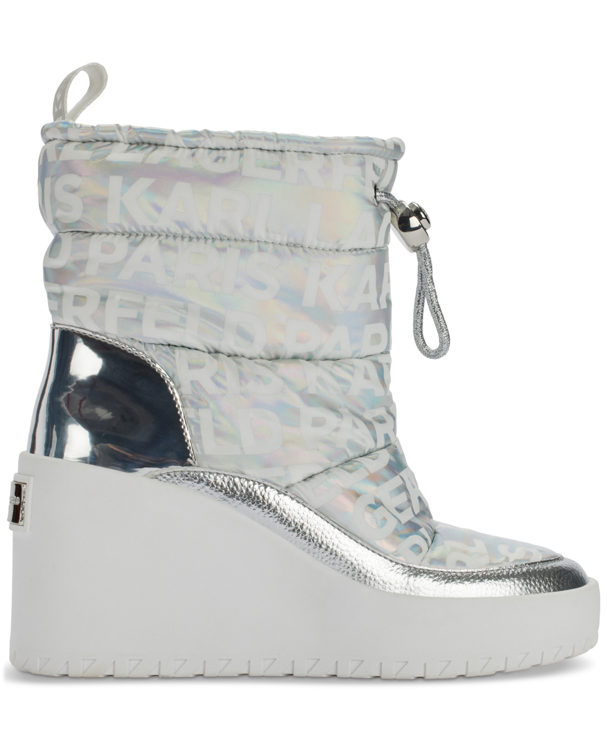 Karl Lagerfeld Paris Bronwyn Wedge Boot In Silver Iridescent