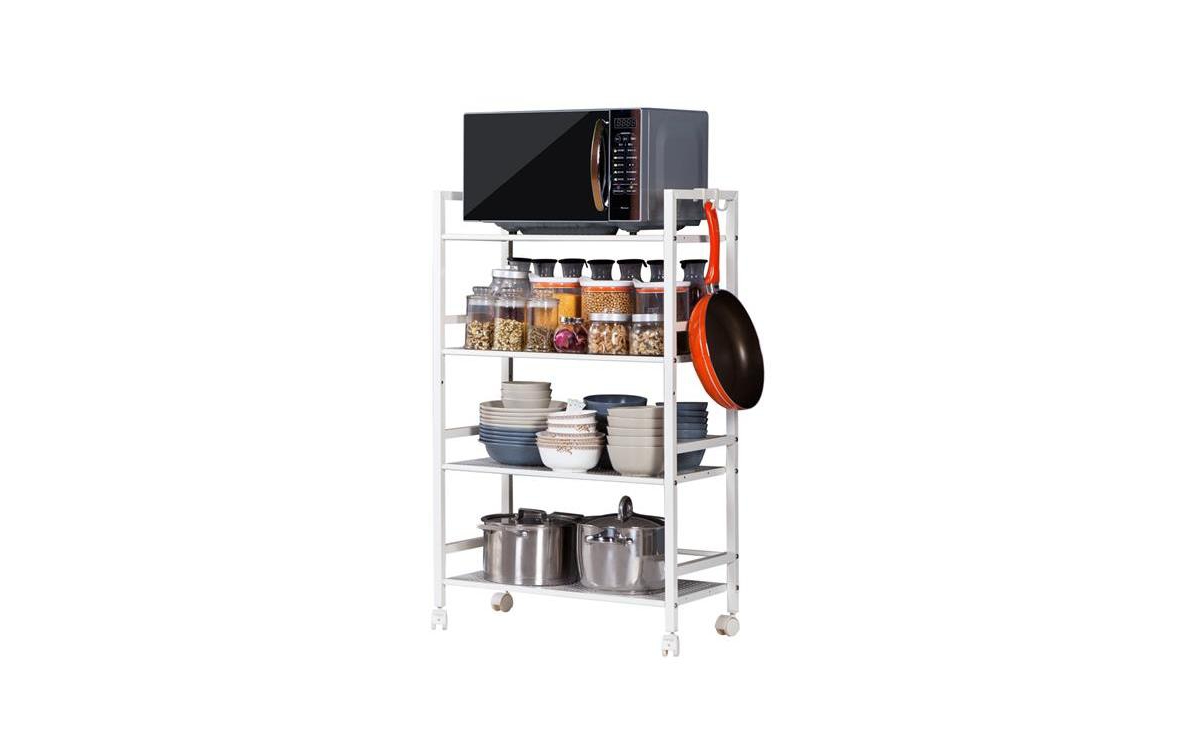 Slickblue Widened 4-Tier Multi-Functional Storage Cart for Versatile Organization and Easy Mobility
