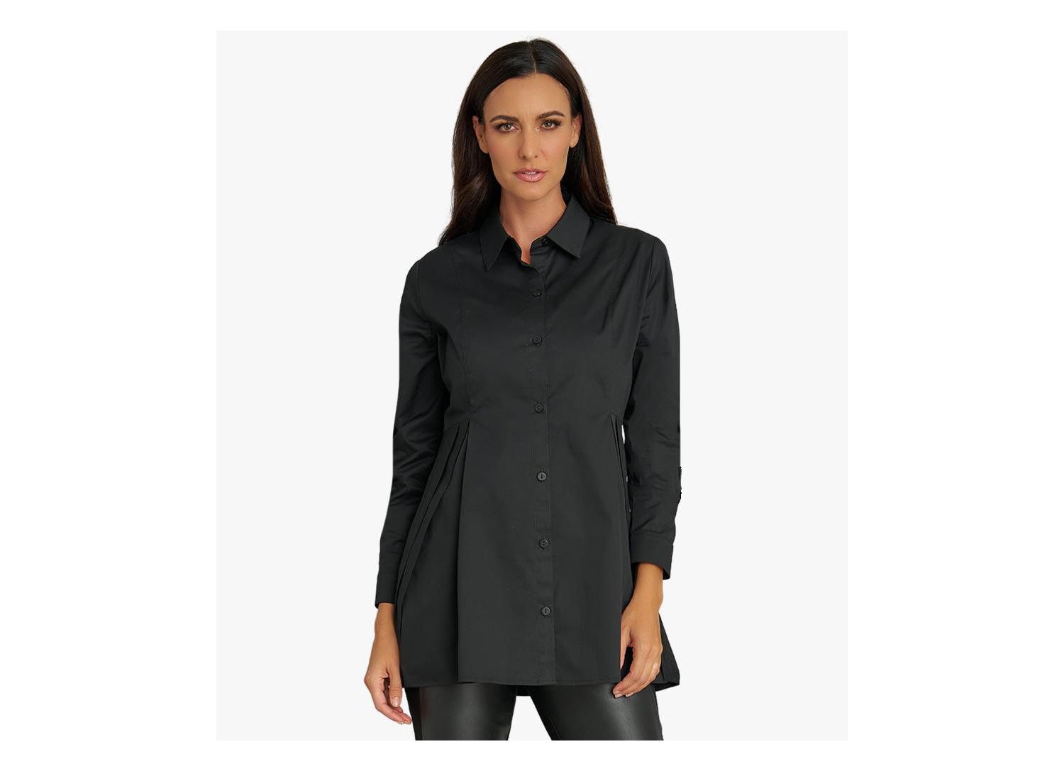 Women's Long Sleeves Cotton Poplin Diagonal Tuck Way Ahead Tunic