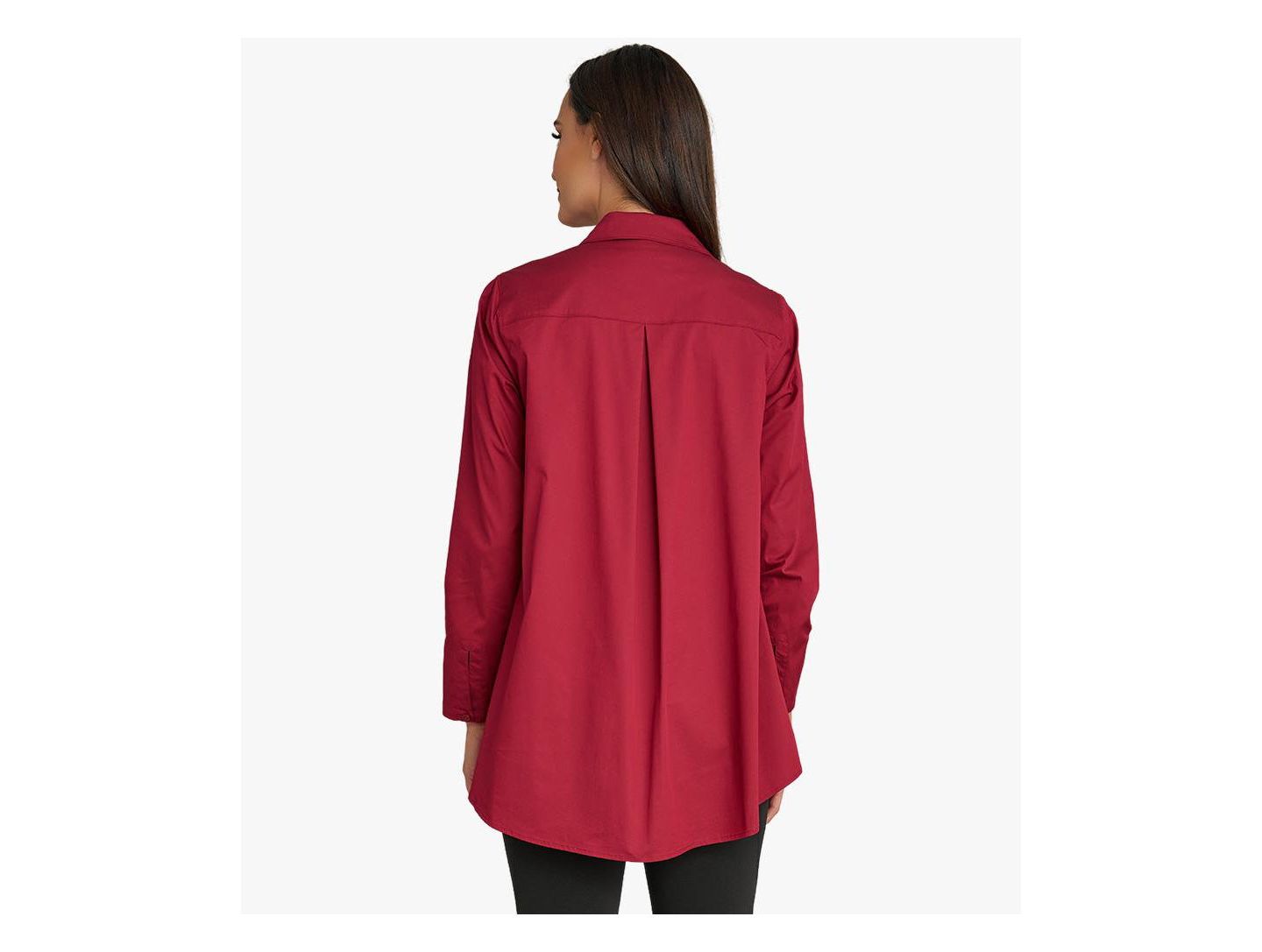 Женская рубашка Stella Carakasi Cotton Poplin Button-Front A-Line Shirt Top Prime Time Tunic, цвет: Свекольный — фото 3