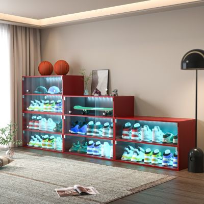 Streamdale red LED light shoe box three layers with glass doors