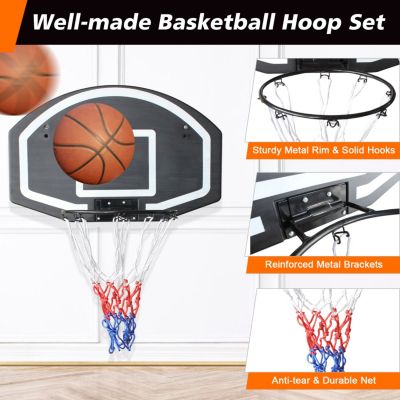 Streamdale Wall-Mounted Basketball Hoop with Unbreakable Hoop and Mesh