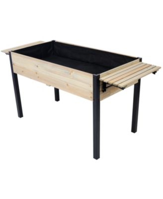 Metal Leg Raised Garden Box with Folding Shelf