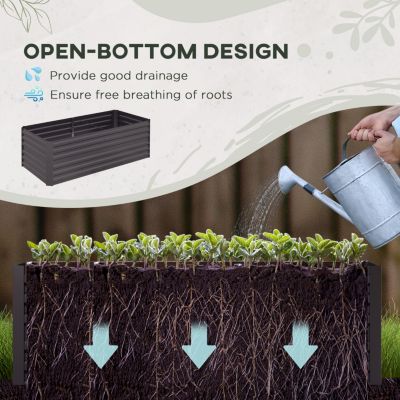 Galvanized Raised Garden Bed Kit, Large and Tall Metal Planter Box for Vegetables, Flowers and Herbs, Reinforced, 6' x 3' x 2', Dark Gray
