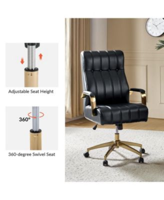 Uwe Modern Leather Ergonomic Executive Office Chair with SGS International Certified Stainless Steel Gas Spring