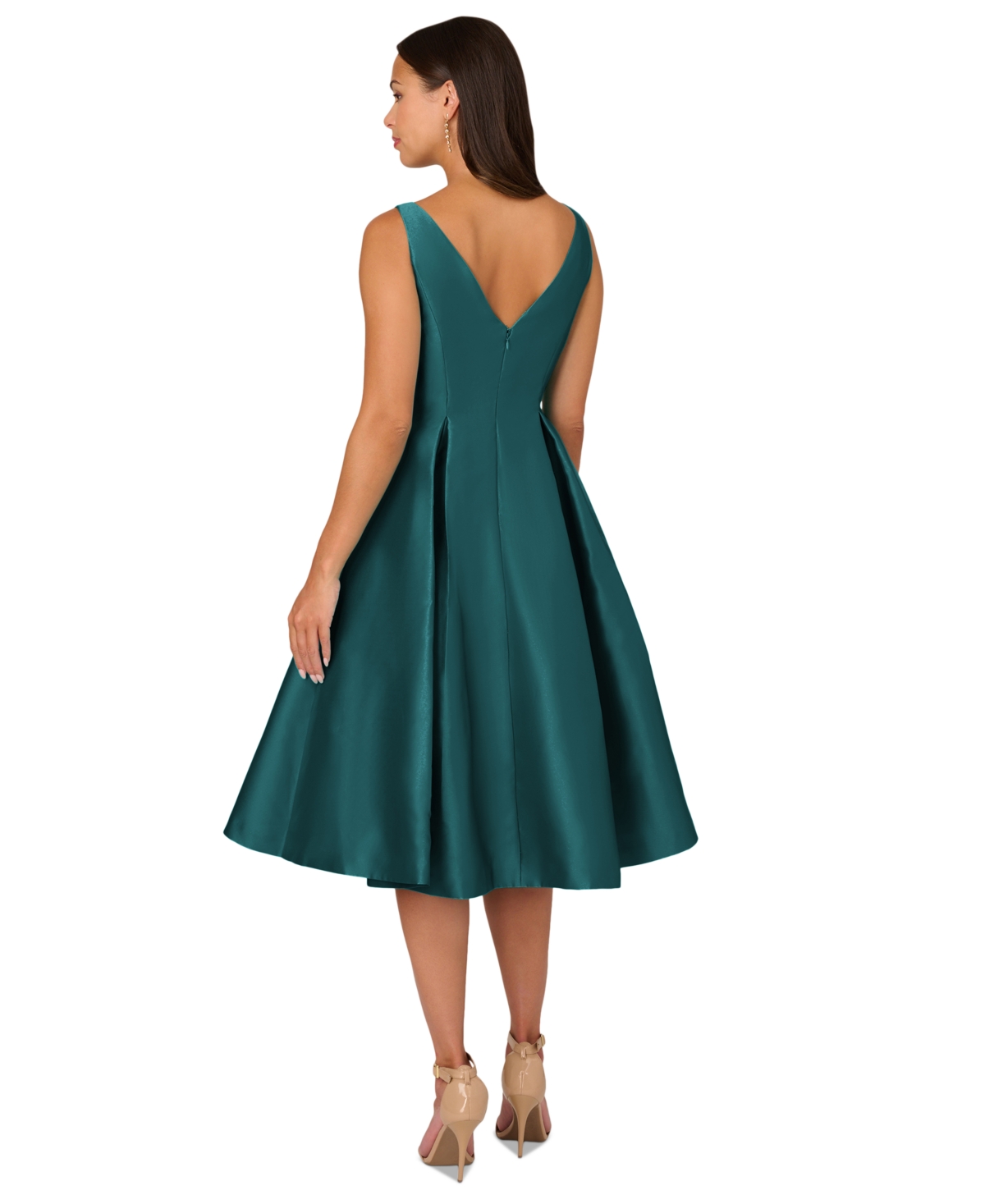 Shop Adrianna Papell Boat-neck A-line Dress In Lily Teal