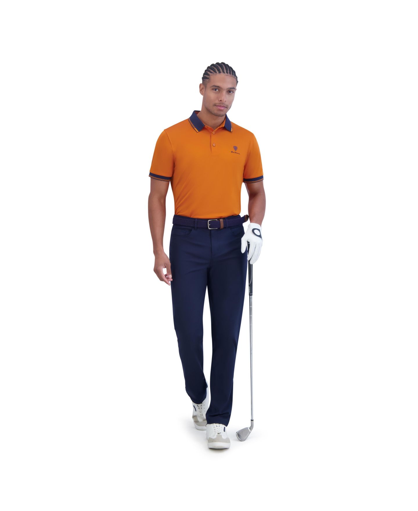 Мужское поло Ben Sherman Checker Rib Tech Pique Sports Fit Polo Shirt, цвет: Янтарный — фото 3