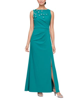 Alex Evenings - Women's Floral-Appliqu&eacute; Ruched Gown