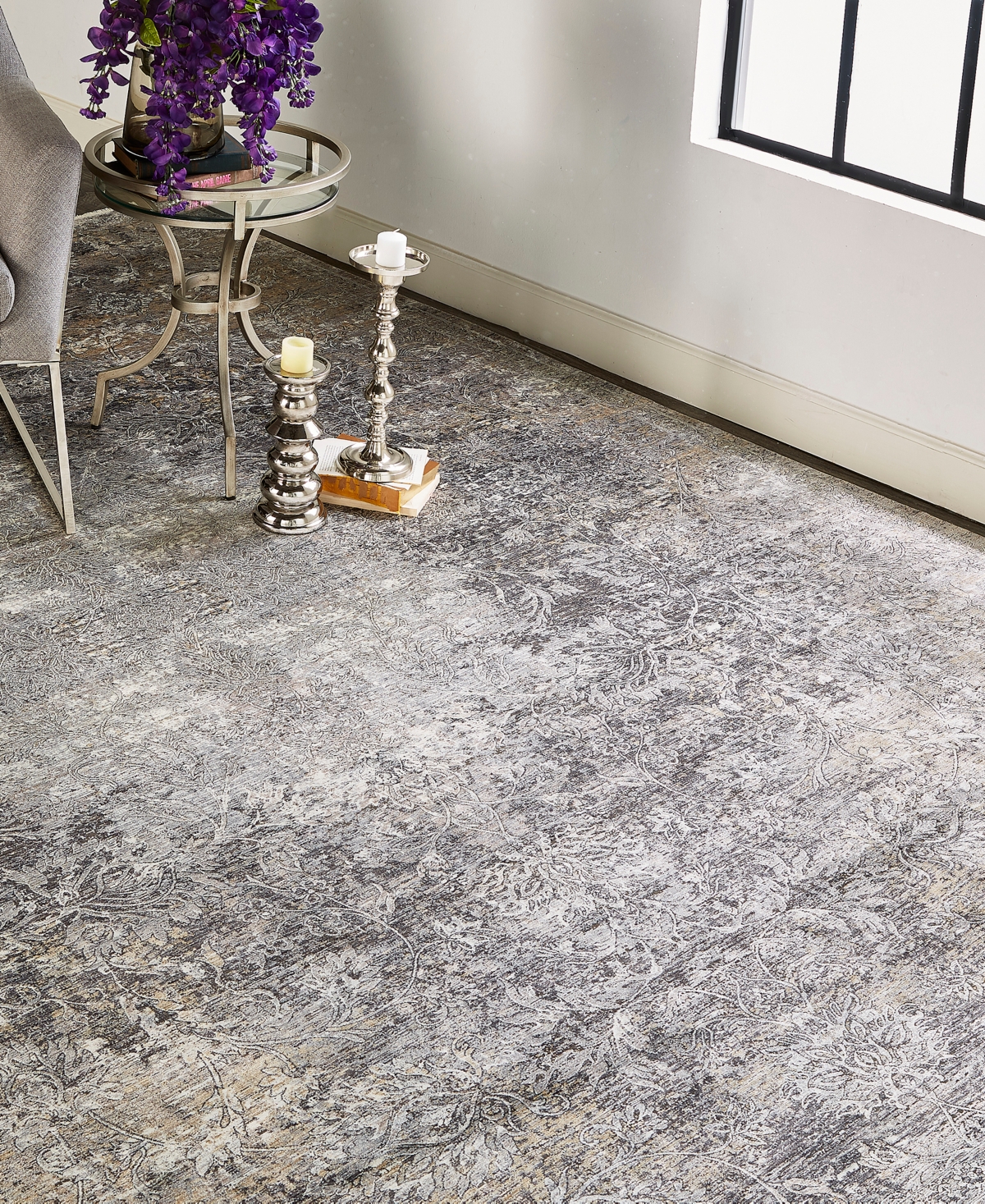 Shop Feizy Sarrant 3964f 2'8"x10' Runner Area Rug In Gray,ivory