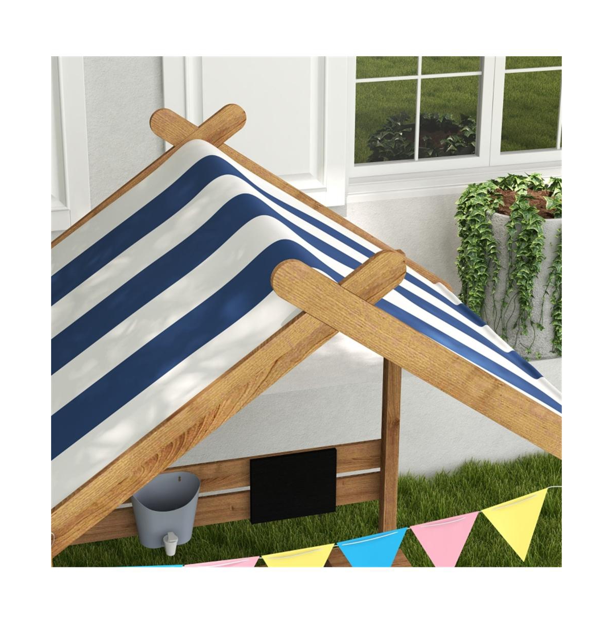 Slickblue Wooden Sandbox for Kids Aged 3-7 Years – Safe, Durable Design with Spacious Play Area for Creative Fun - Blue, White