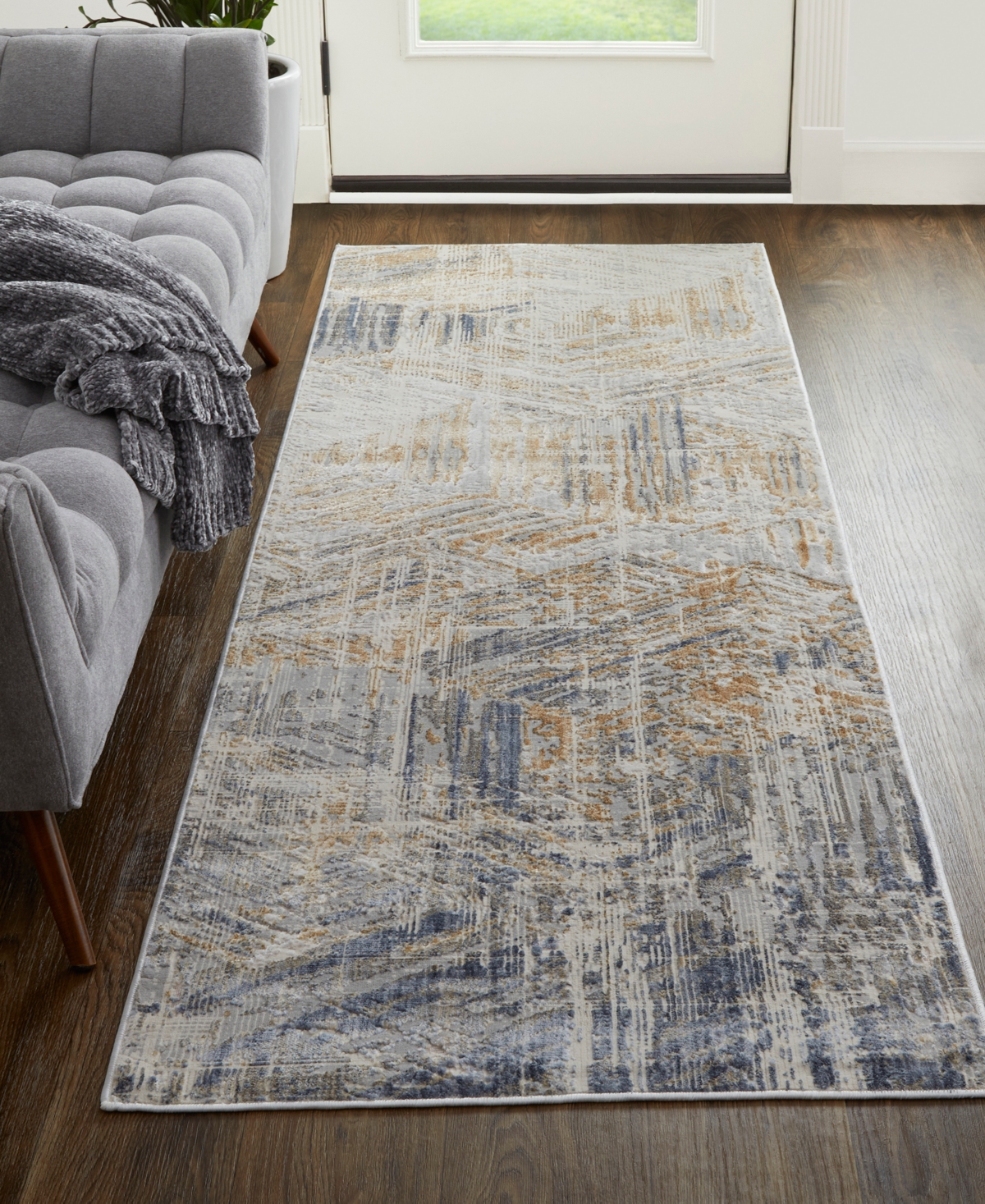Feizy Laina 39g6f 3'x8' Runner Area Rug In Tan,ivory