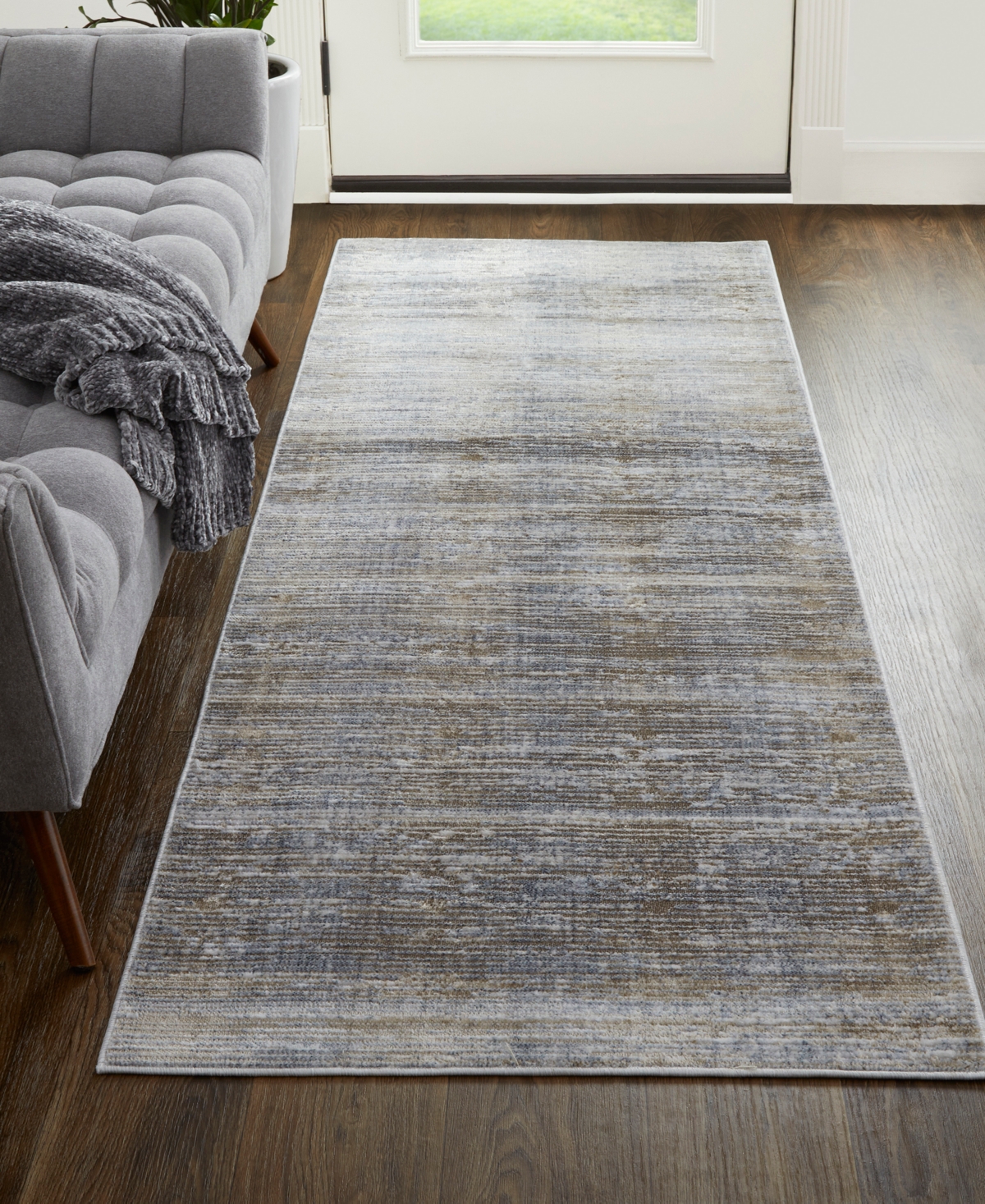 Feizy Laina 39gaf 3'x12' Runner Area Rug In Taupe,gray