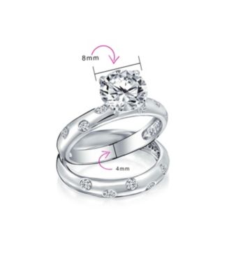 Etoile Cubic Zirconia 2CTW CZ Band Ring Set  .925 Sterling Silver