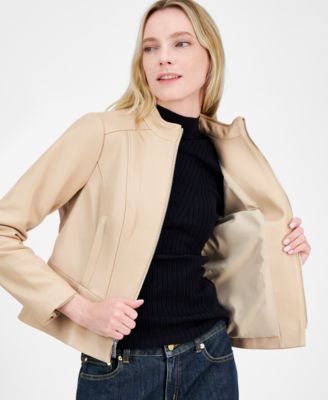 Petite Leather Racer Jacket