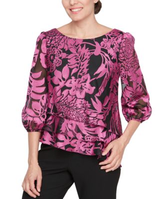 Women's Harper Collared 3/4 Sleeve Blouse in Purple by Most Loved at , Size 28, Plus Size