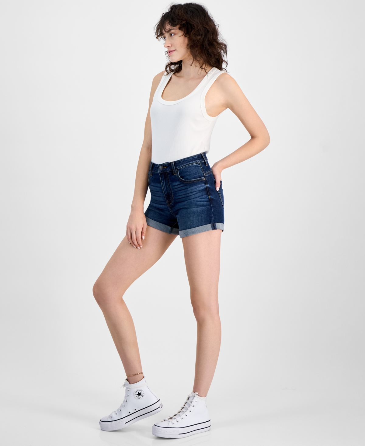 Celebrity Pink Juniors' 4" High-rise Curvy Denim Shorts In Appregio