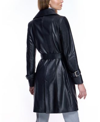 Women's Belted Leather Coat