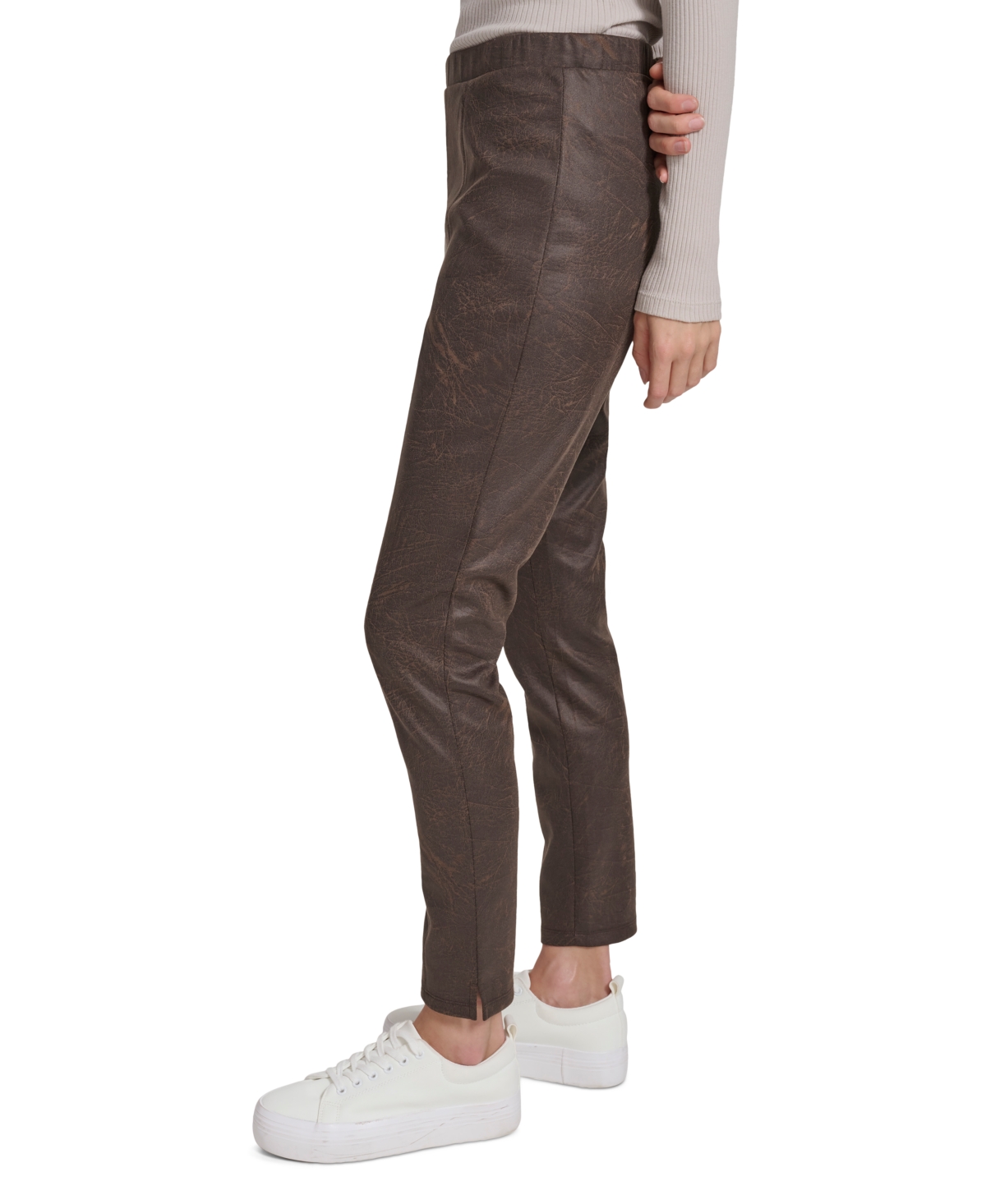 Marc New York Andrew Marc Sport Women's Faux-suede Skinny Pants In Walnut