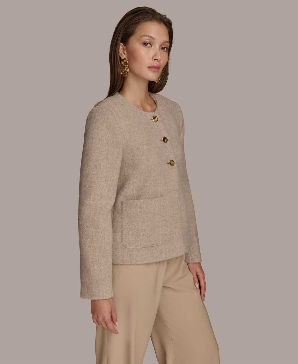 Donna Karan New York Women's Round-Neck Button-Front Jacket