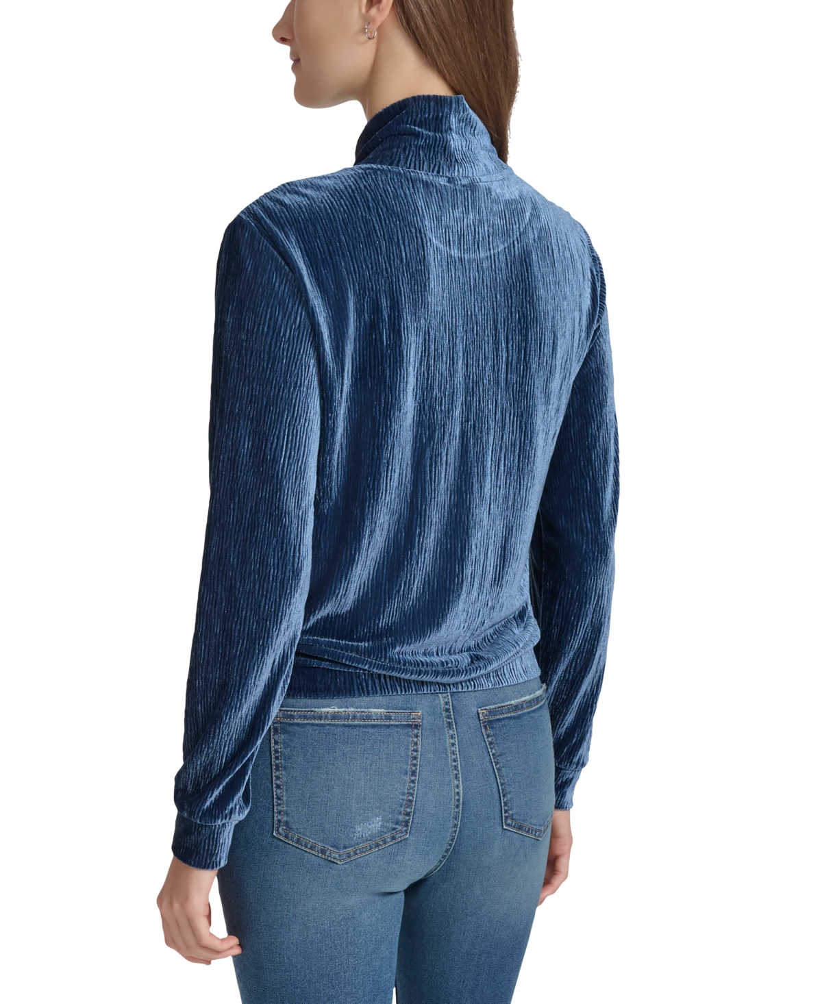 MARC NEW YORK ANDREW MARC SPORT WOMEN'S WAVY VELVET TURTLENECK TOP 